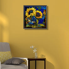 Load image into Gallery viewer, Stained Glass Sunflower 45*45CM (canvas) Full Round Drill Diamond Painting
