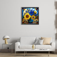 Load image into Gallery viewer, Stained Glass Sunflower 45*45CM (canvas) Full Round Drill Diamond Painting
