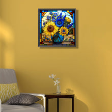 Load image into Gallery viewer, Stained Glass Sunflower 45*45CM (canvas) Full Round Drill Diamond Painting
