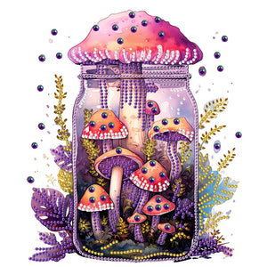 Glass Bottle Mushroom House 30*30CM (canvas) Partial Special-Shaped Drill Diamond Painting