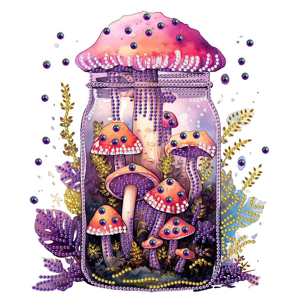 Glass Bottle Mushroom House 30*30CM (canvas) Partial Special-Shaped Drill Diamond Painting