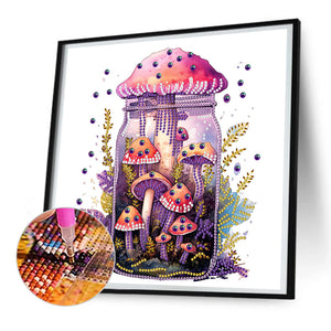 Glass Bottle Mushroom House 30*30CM (canvas) Partial Special-Shaped Drill Diamond Painting