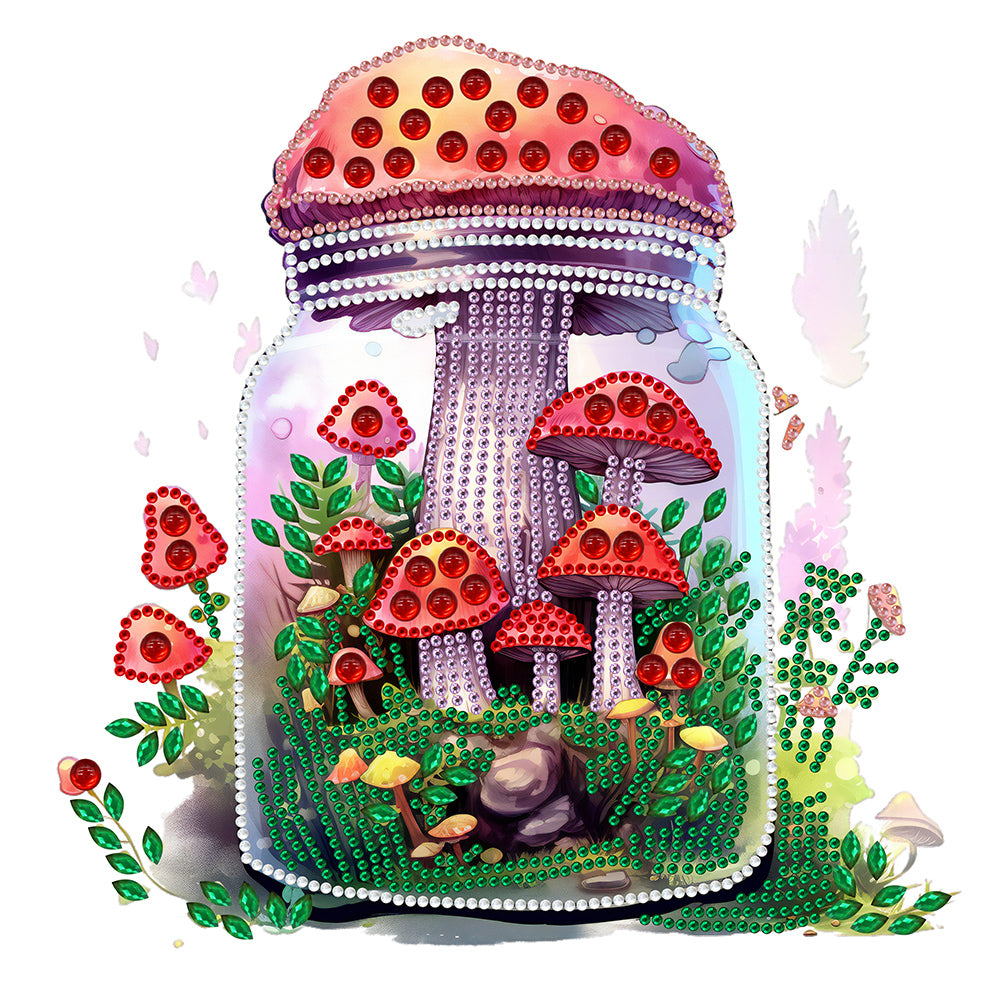 Glass Bottle Mushroom House 30*30CM (canvas) Partial Special-Shaped Drill Diamond Painting