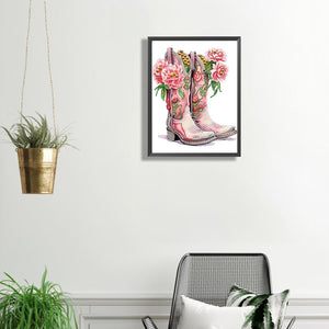 Flower Boots 30*40CM (canvas) Partial Special-Shaped Drill Diamond Painting