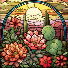 Load image into Gallery viewer, Cactus Flower Glass Painting 30*30CM (canvas) Full Round Drill Diamond Painting
