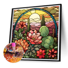 Load image into Gallery viewer, Cactus Flower Glass Painting 30*30CM (canvas) Full Round Drill Diamond Painting
