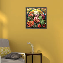 Load image into Gallery viewer, Cactus Flower Glass Painting 30*30CM (canvas) Full Round Drill Diamond Painting
