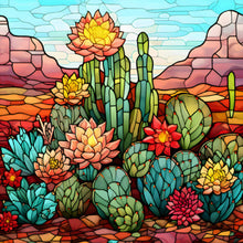 Load image into Gallery viewer, Cactus Flower Glass Painting 30*30CM (canvas) Full Round Drill Diamond Painting
