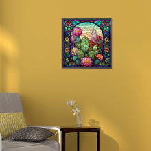 Load image into Gallery viewer, Stained Glass Cactus Flower 30*30CM (canvas) Full Round Drill Diamond Painting
