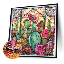 Load image into Gallery viewer, Stained Glass Cactus Flower 30*30CM (canvas) Full Round Drill Diamond Painting
