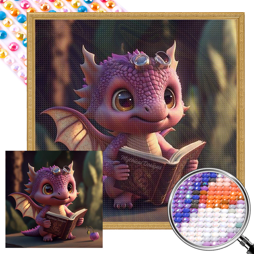 Reading Dragon 40*40CM (canvas) Full Round AB Drill Diamond Painting