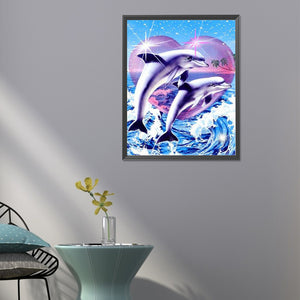 Love Dolphins 40*50CM (canvas) Full Round Drill Diamond Painting