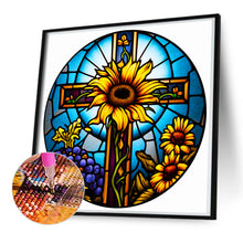 Load image into Gallery viewer, Cross With Sunflowers 50*50CM (canvas) Full Round Drill Diamond Painting
