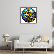 Load image into Gallery viewer, Cross With Sunflowers 50*50CM (canvas) Full Round Drill Diamond Painting
