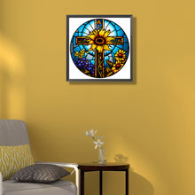 Load image into Gallery viewer, Cross With Sunflowers 50*50CM (canvas) Full Round Drill Diamond Painting
