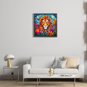 Glass Lion 40*40CM (canvas) Full Round Drill Diamond Painting