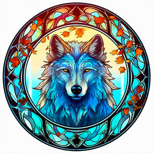 Glass Wolf 40*40CM (canvas) Full Round Drill Diamond Painting