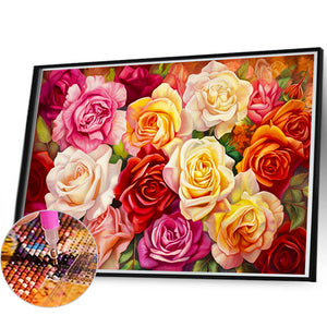 Rose Field 60*40CM (canvas) Full Round Drill Diamond Painting