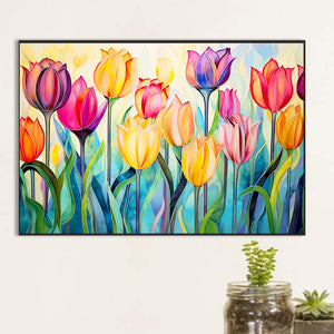 Glass Tulip Field 60*40CM (canvas) Full Round Drill Diamond Painting