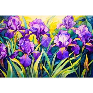 Iris Field 60*40CM (canvas) Full Round Drill Diamond Painting