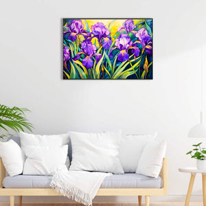 Iris Field 60*40CM (canvas) Full Round Drill Diamond Painting