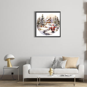 Santa In The Snow 30*30CM (canvas) Full Round Drill Diamond Painting