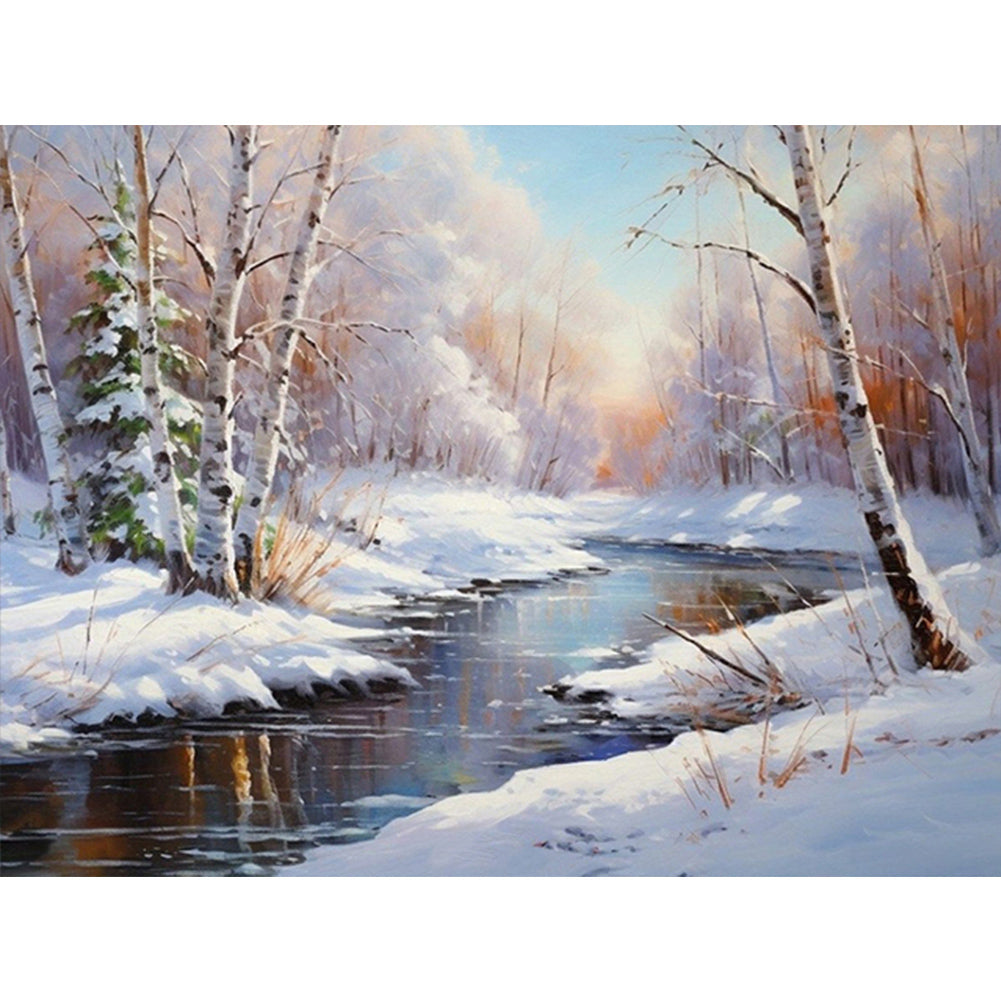 Snow Mountain 40*30CM (canvas) Full Round Drill Diamond Painting