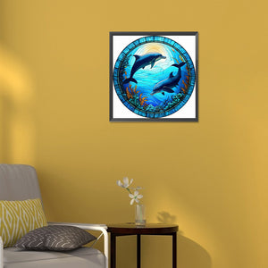 Medallion Dolphin 30*30CM (canvas) Full Round Drill Diamond Painting