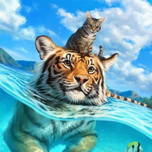 Load image into Gallery viewer, Swimming Tiger 30*30CM (canvas) Full Round Drill Diamond Painting
