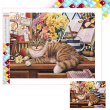 Load image into Gallery viewer, Cat On Table 40*30CM (canvas) Full Square Drill Diamond Painting
