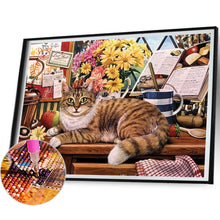 Load image into Gallery viewer, Cat On Table 40*30CM (canvas) Full Square Drill Diamond Painting
