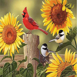 Fence Bird 40*30CM (canvas) Full Square Drill Diamond Painting