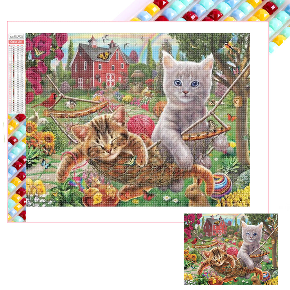 Hanging Chair Cat 40*30CM (canvas) Full Square Drill Diamond Painting