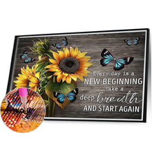 Load image into Gallery viewer, Sunflower Calligraphy And Painting 40*30CM (canvas) Full Square AB Drill Diamond Painting
