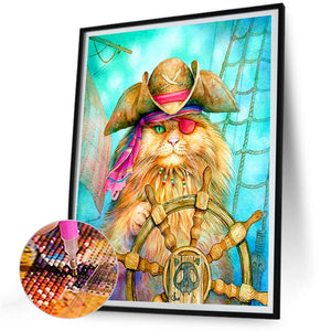 Pirate ¡¤ Helm Cat 30*40CM (canvas) Full Round Drill Diamond Painting