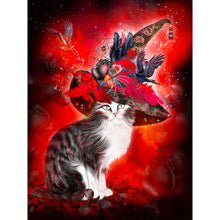 Load image into Gallery viewer, Halloween Witch Hat Cat 30*40CM (canvas) Full Round Drill Diamond Painting
