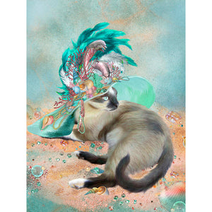 Shell Cat 30*40CM (canvas) Full Round Drill Diamond Painting