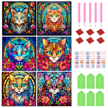 Load image into Gallery viewer, Glass Cat 30*30CM (canvas) Full Round Drill Diamond Painting
