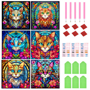 Glass Cat 30*30CM (canvas) Full Round Drill Diamond Painting