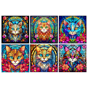 Glass Cat 30*30CM (canvas) Full Round Drill Diamond Painting