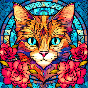 Glass Cat 30*30CM (canvas) Full Round Drill Diamond Painting