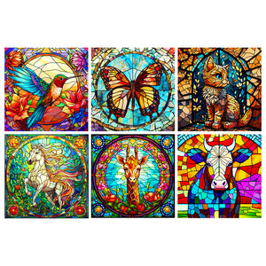 Glass Animal Combination 30*30CM (canvas) Full Round Drill Diamond Painting