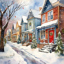 Load image into Gallery viewer, Winter Snow Street 40*40CM (canvas) Full Round Drill Diamond Painting
