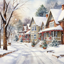 Load image into Gallery viewer, Winter Snow Street 40*40CM (canvas) Full Round Drill Diamond Painting
