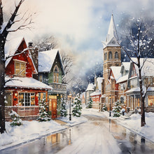 Load image into Gallery viewer, Winter Snow Street 40*40CM (canvas) Full Round Drill Diamond Painting
