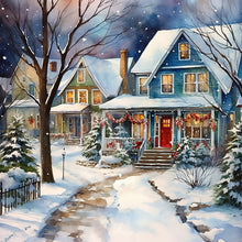 Load image into Gallery viewer, Winter Snow Street 40*40CM (canvas) Full Round Drill Diamond Painting
