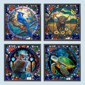 Stained Glass Animals 30*30CM (canvas) Full Round Drill Diamond Painting