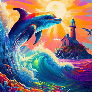 Dolphin 30*30CM (canvas) Full Round Drill Diamond Painting