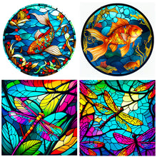 Load image into Gallery viewer, Glass Dragonfly And Koi Carp 30*30CM (canvas) Full Round Drill Diamond Painting
