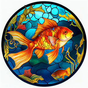 Glass Dragonfly And Koi Carp 30*30CM (canvas) Full Round Drill Diamond Painting